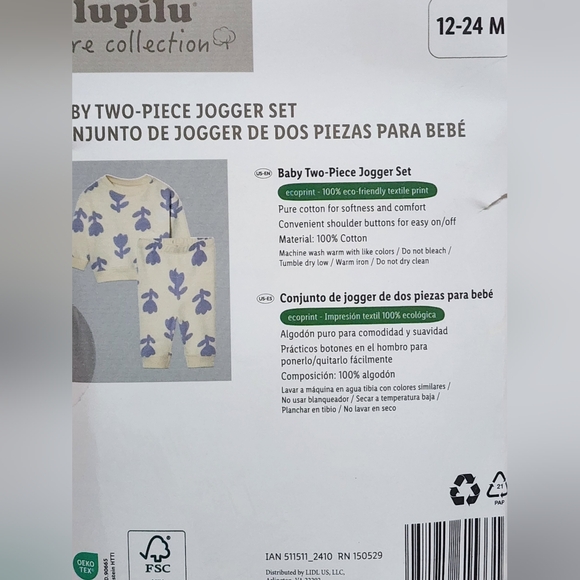 Lupilu Baby Two-Piece Jogger Set 100% Cotton New - Picture 3 of 4